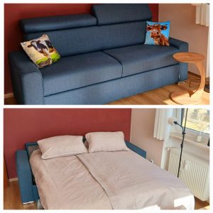 Ferienwohnung Betz Schlafsofa offen und geschlossen